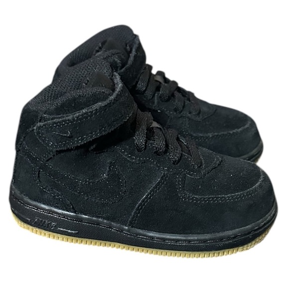 Nike Air Force 1 Mid LV8 859338 Black Suede Sneaker Athletic Shoes Toddler 8C - Picture 4 of 8